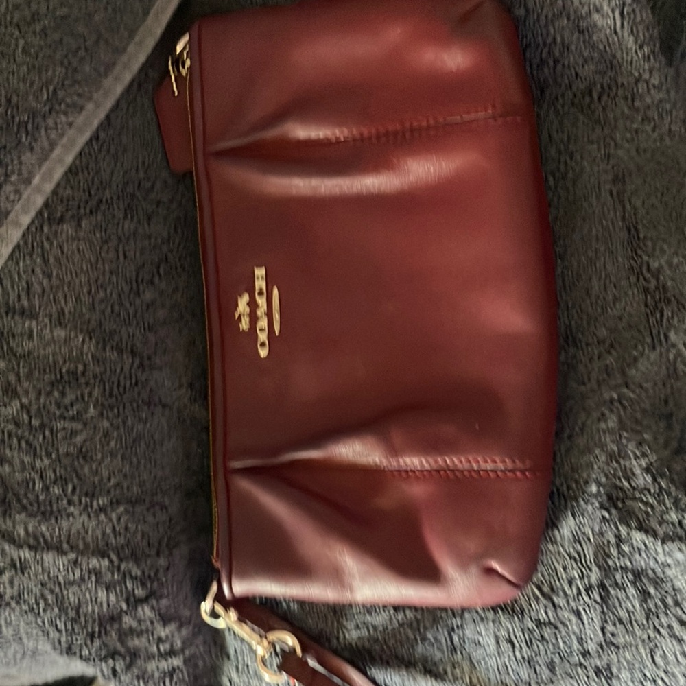 Coach dark red maroon wristlet